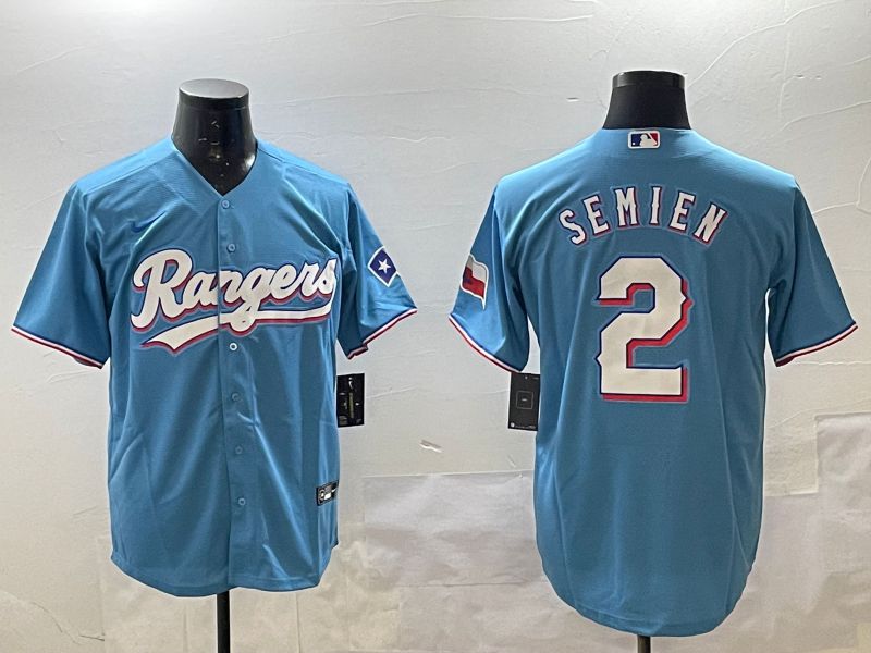 Men Texas Rangers #2 Semien Light Blue Game 2025 Nike MLB Jersey style 6